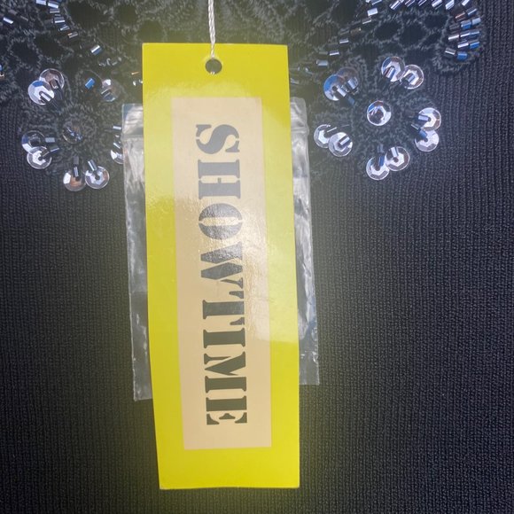 NWT Black Crochet Knit Trim with Sequins Long Sleeve Sweater Size Medium - Picture 5 of 8